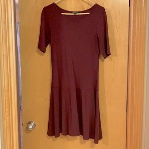Dalia drop waist burgundy knit dress